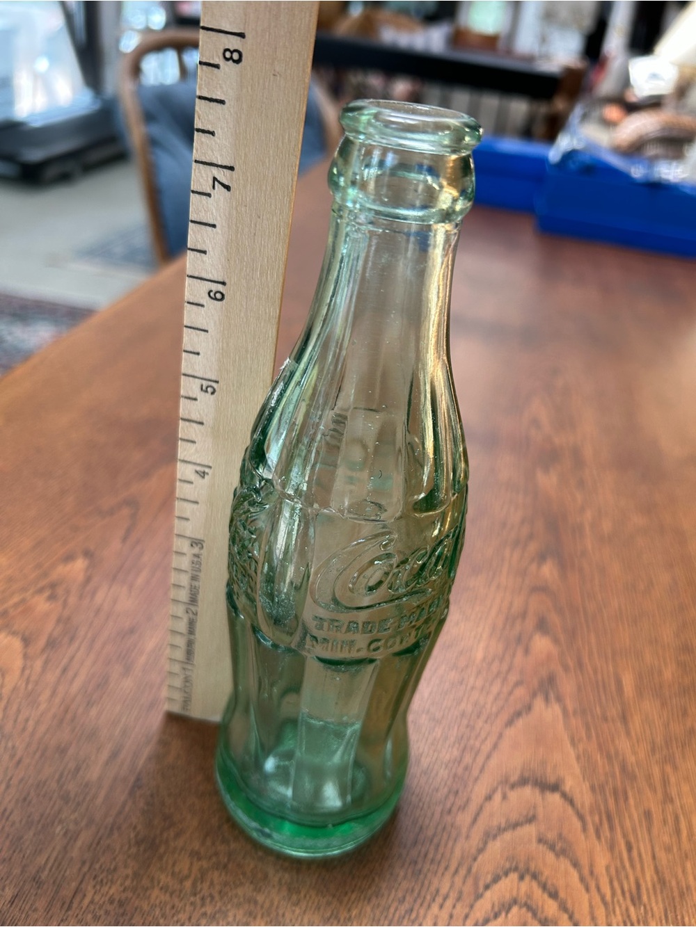 Antique Coca Cola bottle, script embossed Lt green glass, imprint Albemarle, NC.